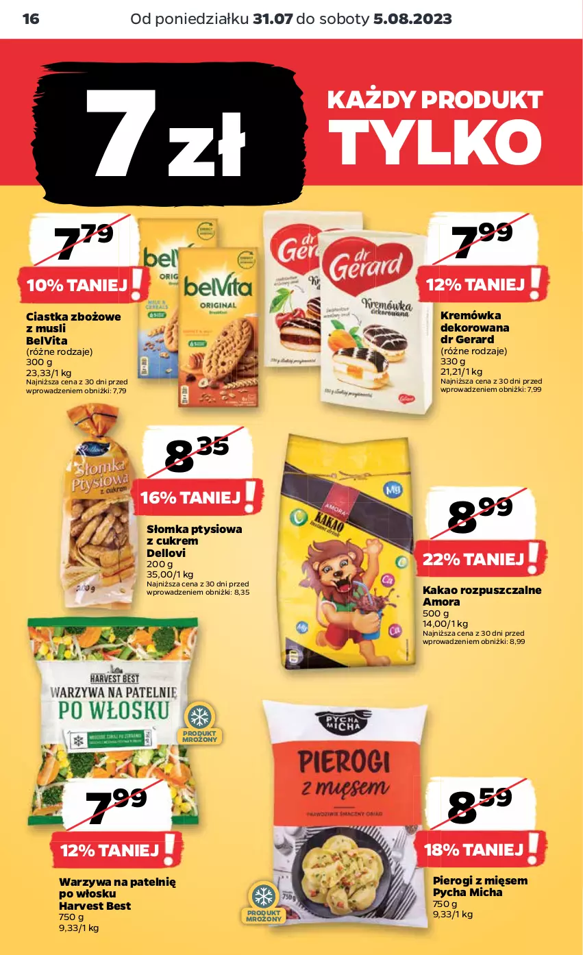 Gazetka promocyjna Netto - Artykuły spożywcze - ważna 31.07 do 05.08.2023 - strona 16 - produkty: BelVita, Ciastka, Dell, Dr Gerard, Kakao, Kremówka, Lovi, Mus, Pierogi, Warzywa