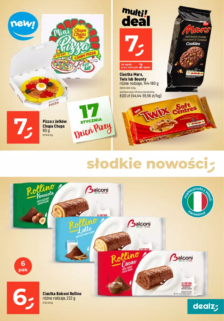 Gazetka promocyjna Dealz - MAKE A DEALZ - ważna 11.01 do 17.01.2024 - strona 11 - produkty: Alcon, Bounty, Chupa Chups, Ciastka, Czekolada, Fa, Mars, Pizza, Twix