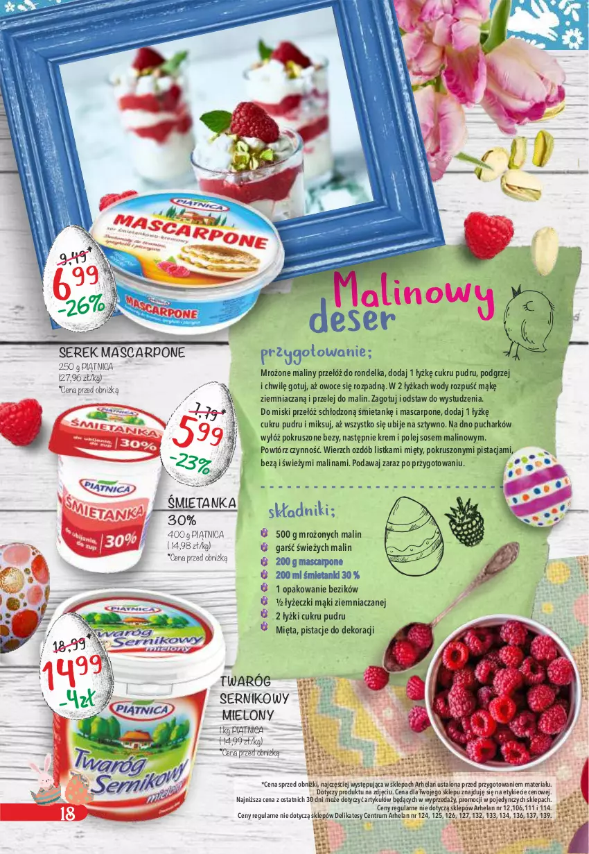 Gazetka promocyjna Arhelan - Gazetka - ważna 15.03 do 31.03.2024 - strona 18 - produkty: Bezy, Maliny, Mascarpone, Mięta, Olej, Owoce, Piątnica, Pistacje, Rondel, Rum, Ser, Serek, Sos, Twaróg