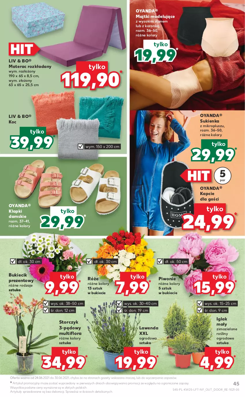 Gazetka promocyjna Kaufland - OFERTA TYGODNIA - ważna 24.06 do 30.06.2021 - strona 45 - produkty: Flora, Gra, Kapcie, Klapki, Koc, Majtki, Materac, Piwo, Sok, Storczyk, Sukienka, Tera