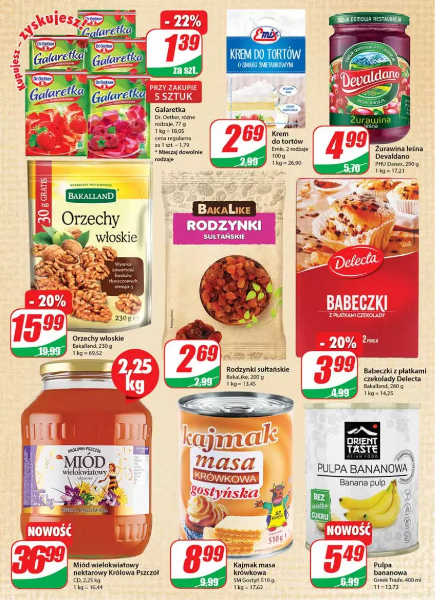 Gazetka promocyjna Dino - Gazetka - ważna 02.11 do 08.11.2022 - strona 6 - produkty: Babeczki, Bakalland, Delecta, Dr. Oetker, Gala, Galaretka, Miód, Nektar, Orzechy włoskie, Rodzynki