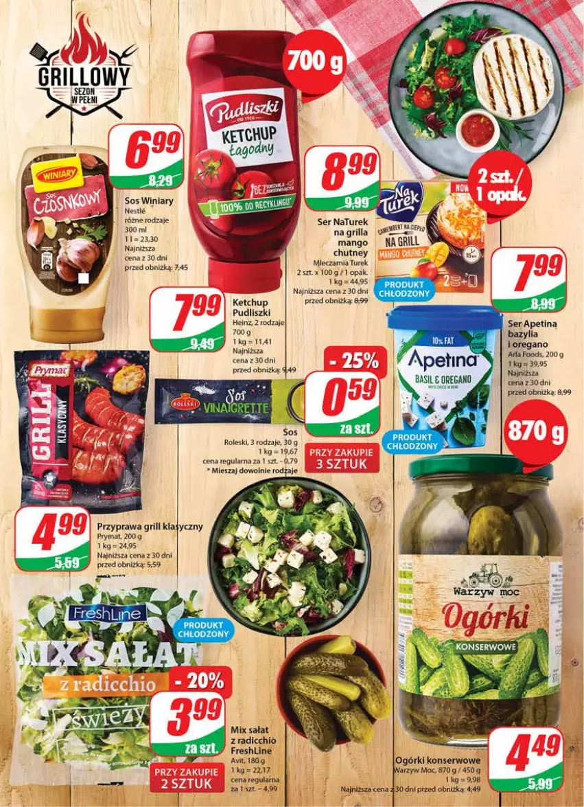 Gazetka promocyjna Dino - G29 - ważna 19.07 do 25.07.2023 - strona 6 - produkty: Bazyl, Bazylia, Grill, Heinz, Ketchup, Mango, NaTurek, Ogórki konserwowe, Prymat, Pudliszki, Sałat, Ser, Sos, Winiary