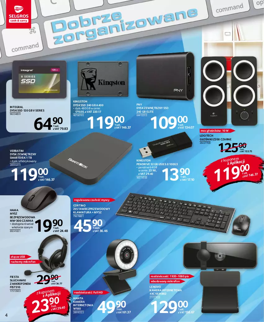 Gazetka promocyjna Selgros - Katalog Biuro - ważna 28.10 do 09.11.2021 - strona 4 - produkty: Fa, Głośnik, Gra, Hama, Kamera, Kamera internetowa, Klawiatura, Lenovo, Logitech, Manta, Mikrofon, Mysz, Mysz bezprzewodowa, Pendrive, Ser, Słuchawki