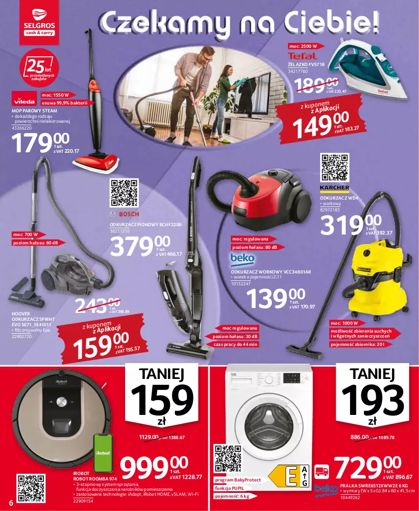 Gazetka promocyjna Selgros - Oferta przemysłowa - ważna 17.02 do 02.03.2022 - strona 6 - produkty: Gra, IRobot, Lakier, LG, Mop, Mop parowy, Narożnik, Odkurzacz, Pralka, Robot, Roomba, Top