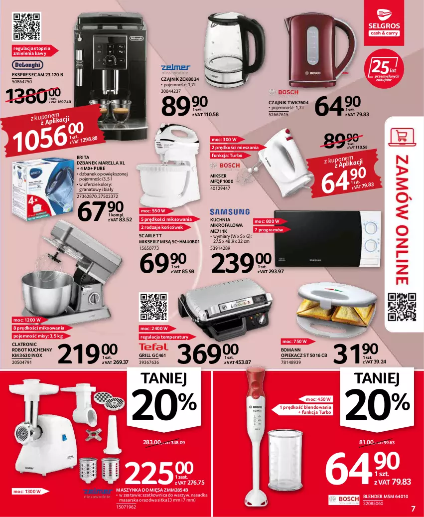 Gazetka promocyjna Selgros - Oferta przemysłowa - ważna 17.02 do 02.03.2022 - strona 7 - produkty: Blender, Brit, Brita, Czajnik, Dzbanek, Fa, Gra, Granat, Grill, Kuchnia, Maszynka, Mikser, Mikser z misą, Pur, Robot, Ser, Szatkownica, Szynka, Top