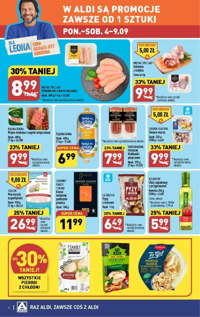 Gazetka promocyjna Aldi - ważna 04.09 do 09.09.2023 - strona 33 - produkty: Kujawski, Leon, Mięsne specjały, Mięso, Mięso mielone, Mięso mielone z szynki, Olej, Olej rzepakowy, Pierogi, Szynka, Szynka biała