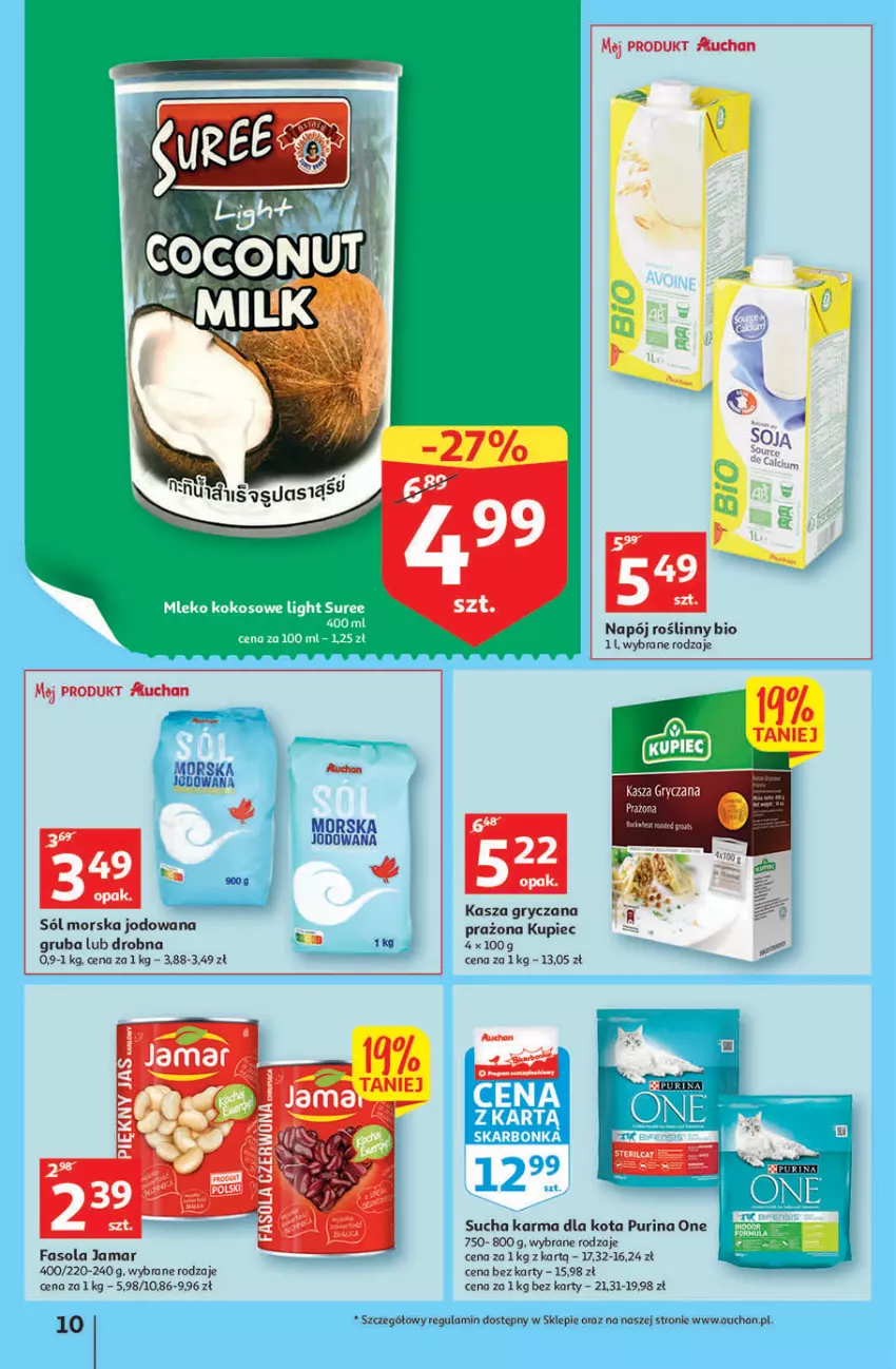 Gazetka promocyjna Auchan - Gazetka przeNISKIE CENY – Przekorzyści cenowe Supermarkety - ważna 22.09 do 28.09.2022 - strona 10 - produkty: Fa, Fasola, Gry, Kasza, Kasza gryczana, Kokos, Kupiec, Mleko, Mleko kokosowe, Napój, Napój roślinny, Piec, Pur, Purina