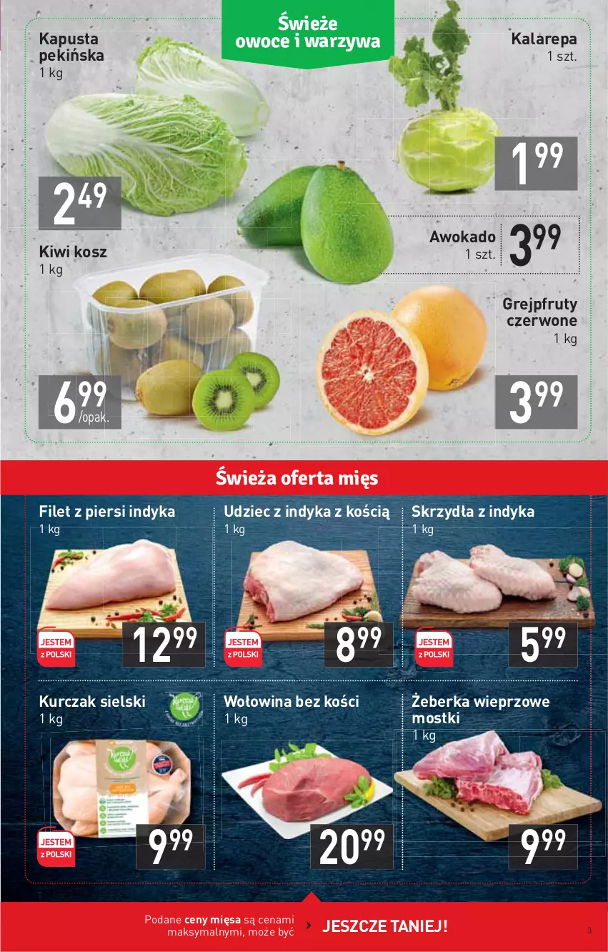 Gazetka promocyjna Stokrotka - Market - ważna 21.01 do 27.01.2021 - strona 3 - produkty: Filet z piersi indyka, Grejpfrut, Kiwi, Kosz, Kurczak, Udziec z indyka, Wołowina, Wołowina bez kości