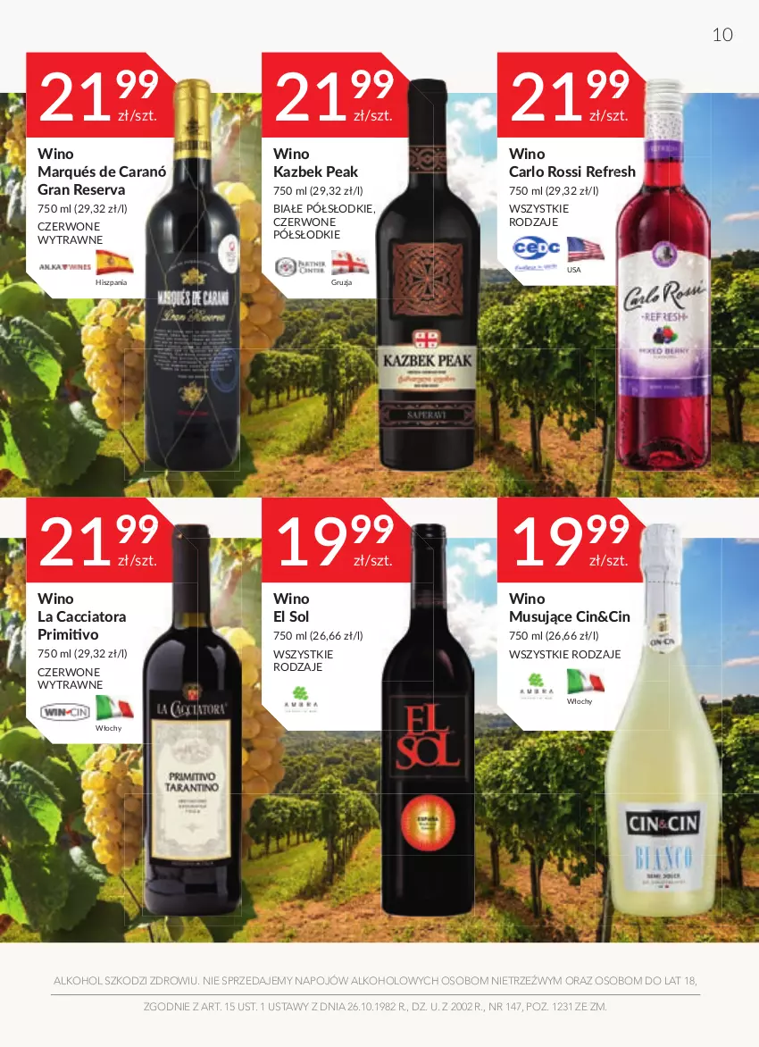 Gazetka promocyjna Stokrotka - Oferta alkoholowa - ważna 26.05 do 22.06.2022 - strona 10 - produkty: Carlo Rossi, Gra, Mus, Ser, Wino, Wino musujące