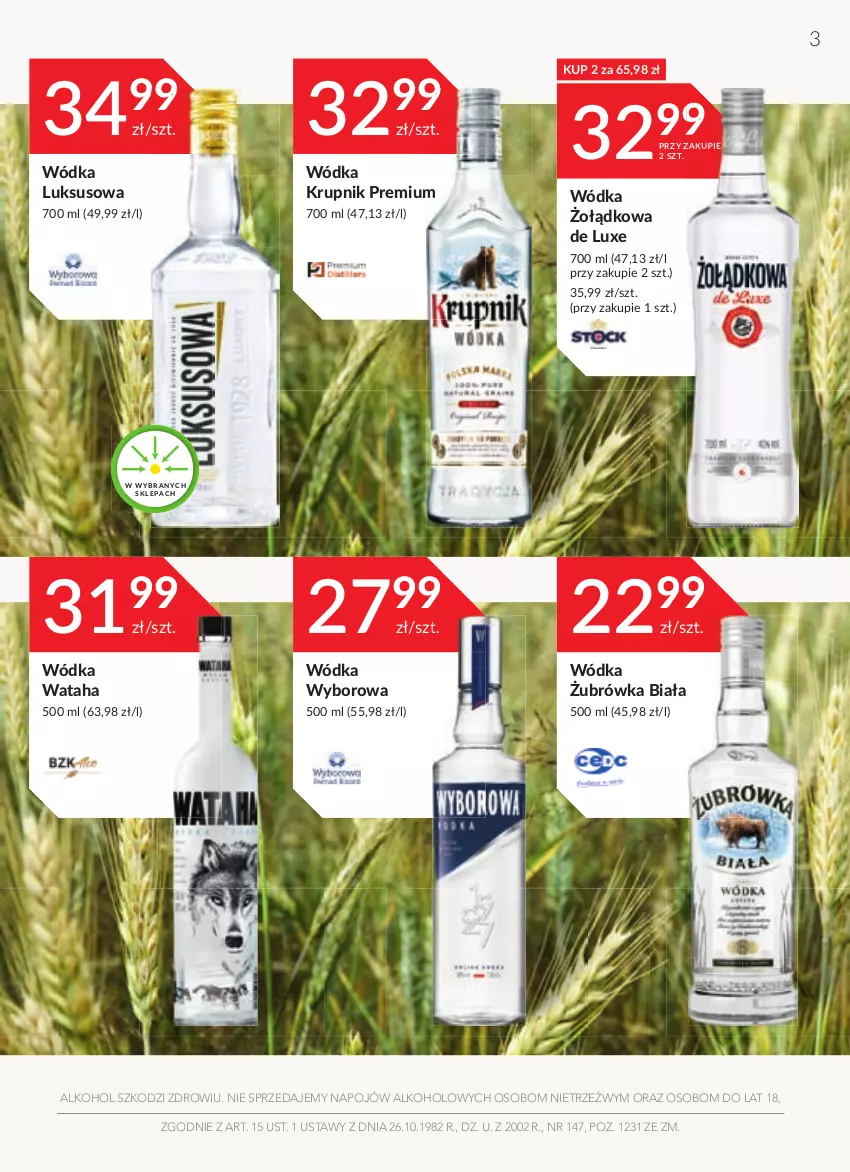 Gazetka promocyjna Stokrotka - Oferta alkoholowa - ważna 26.05 do 22.06.2022 - strona 3 - produkty: Krupnik, Wataha, Wódka, Wyborowa