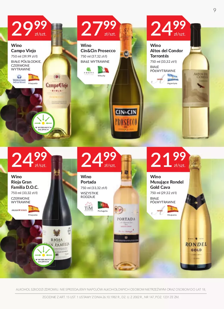 Gazetka promocyjna Stokrotka - Oferta alkoholowa - ważna 26.05 do 22.06.2022 - strona 9 - produkty: Fa, Gra, Mus, Por, Portada, Prosecco, Rioja, Rondel, Wino, Wino musujące