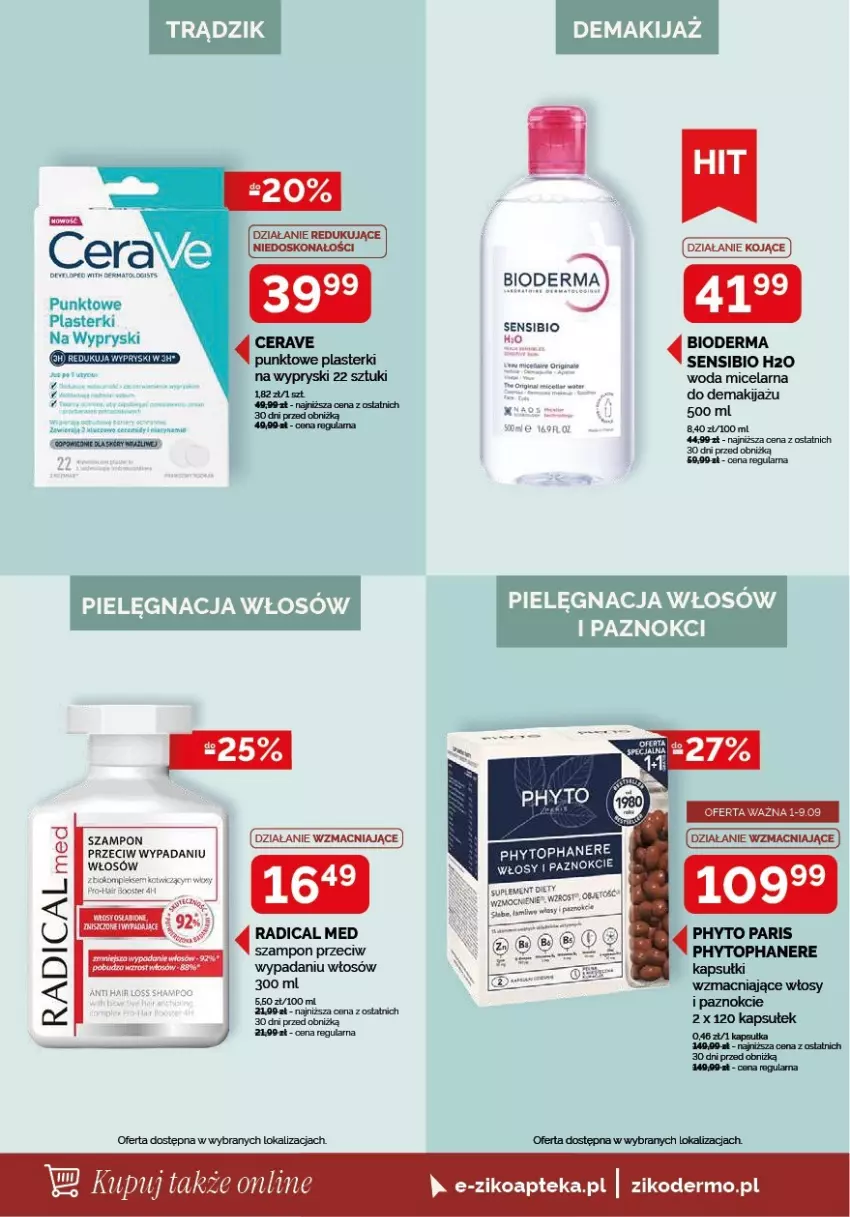 Gazetka promocyjna Ziko - Gazetka Ziko Dermo - ważna 27.08 do 09.09.2026 - strona 12 - produkty: Apteka, Bioderma, Fa, LG, Makijaż, Phyto, Pielęgnacja włosów, Plasterki, Szampon, Top, Woda, Woda micelarna