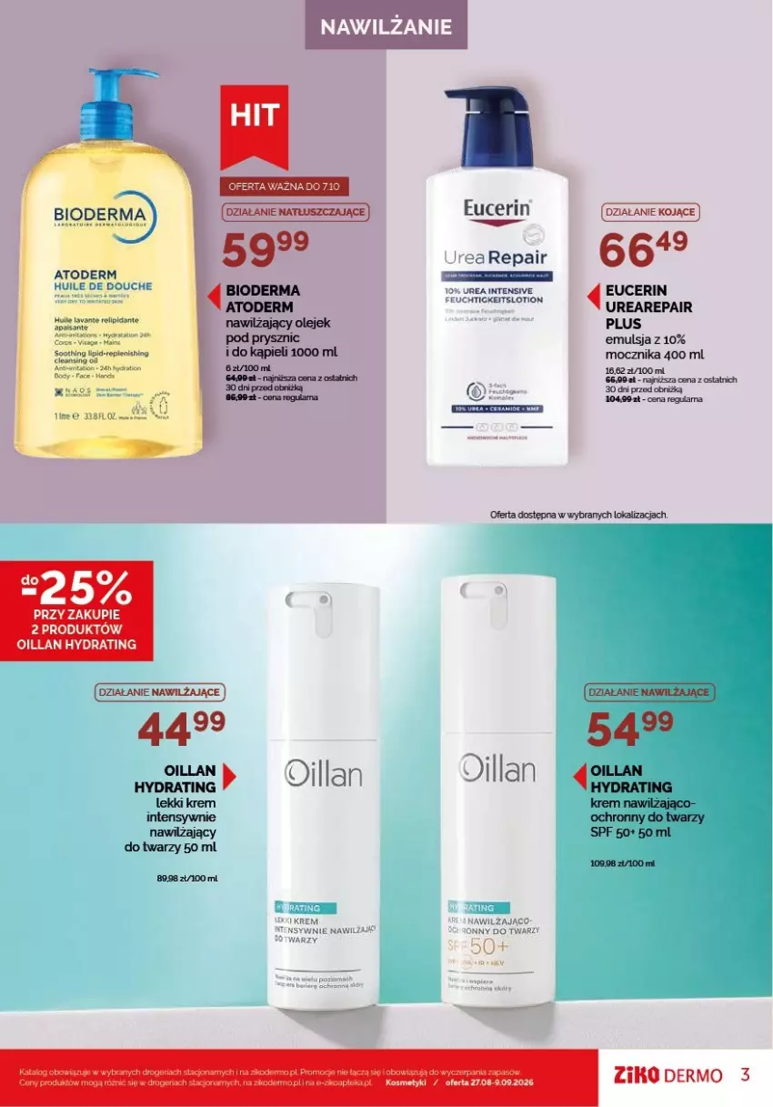 Gazetka promocyjna Ziko - Gazetka Ziko Dermo - ważna 27.08 do 09.09.2026 - strona 3 - produkty: Atoderm, Bioderma, Emulsja, Fa, Oillan, Olej, Olejek pod prysznic