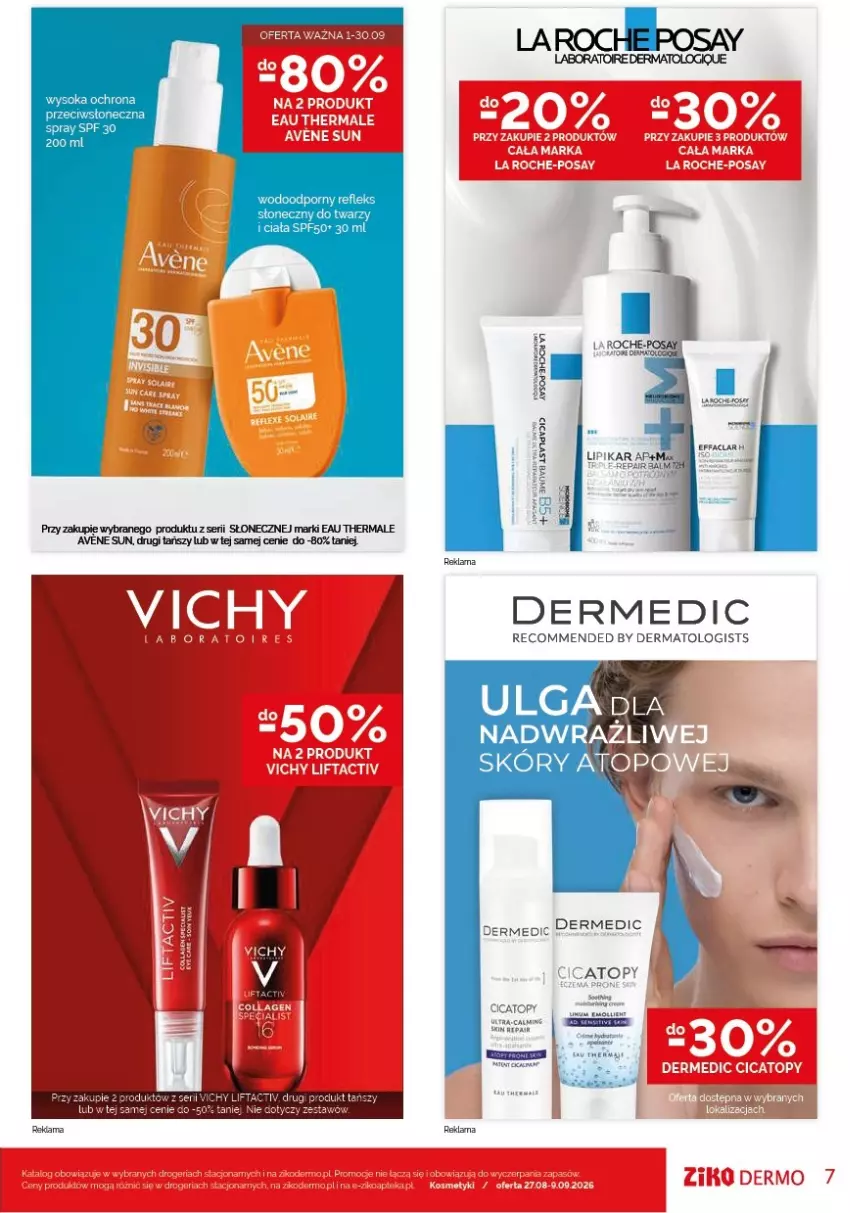 Gazetka promocyjna Ziko - Gazetka Ziko Dermo - ważna 27.08 do 09.09.2026 - strona 7 - produkty: Dermedic, Dres, Fa, La Roche-Posay, Por, Sok, Top