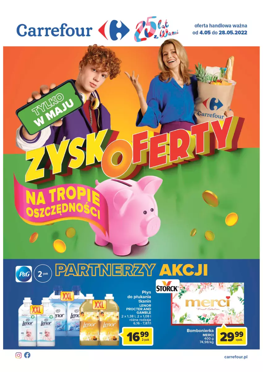 Gazetka promocyjna Carrefour - Gazetka Carrefour - ważna 04.05 do 28.05.2022 - strona 1 - produkty: Fa, Lenor, Merci, Płyn do płukania, Sofa