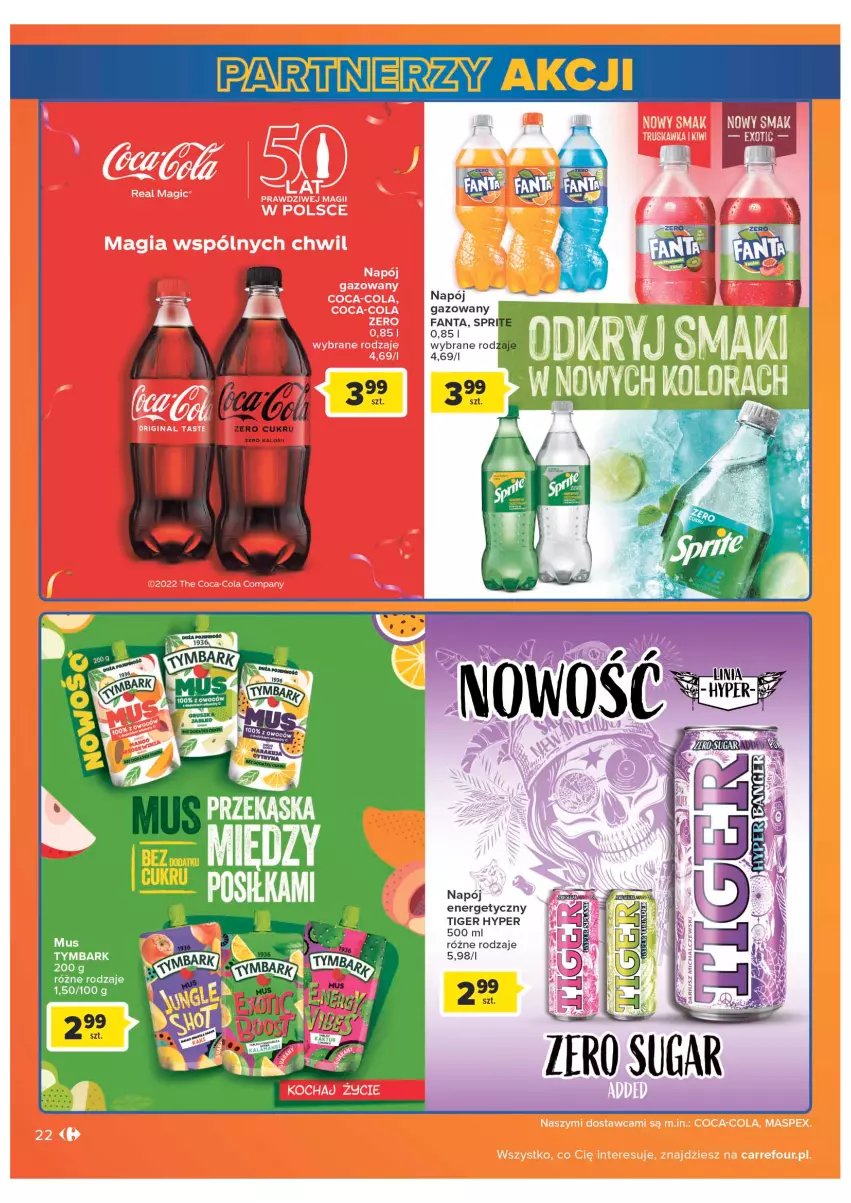 Gazetka promocyjna Carrefour - Gazetka Carrefour - ważna 04.05 do 28.05.2022 - strona 22 - produkty: Fa, Fanta, Mus, Napój, Tiger, Tymbark