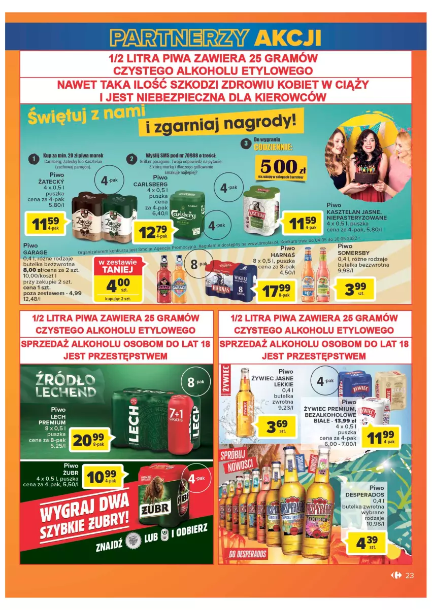 Gazetka promocyjna Carrefour - Gazetka Carrefour - ważna 04.05 do 28.05.2022 - strona 23 - produkty: Desperados, Harnaś, Kosz, Piwo, Somersby