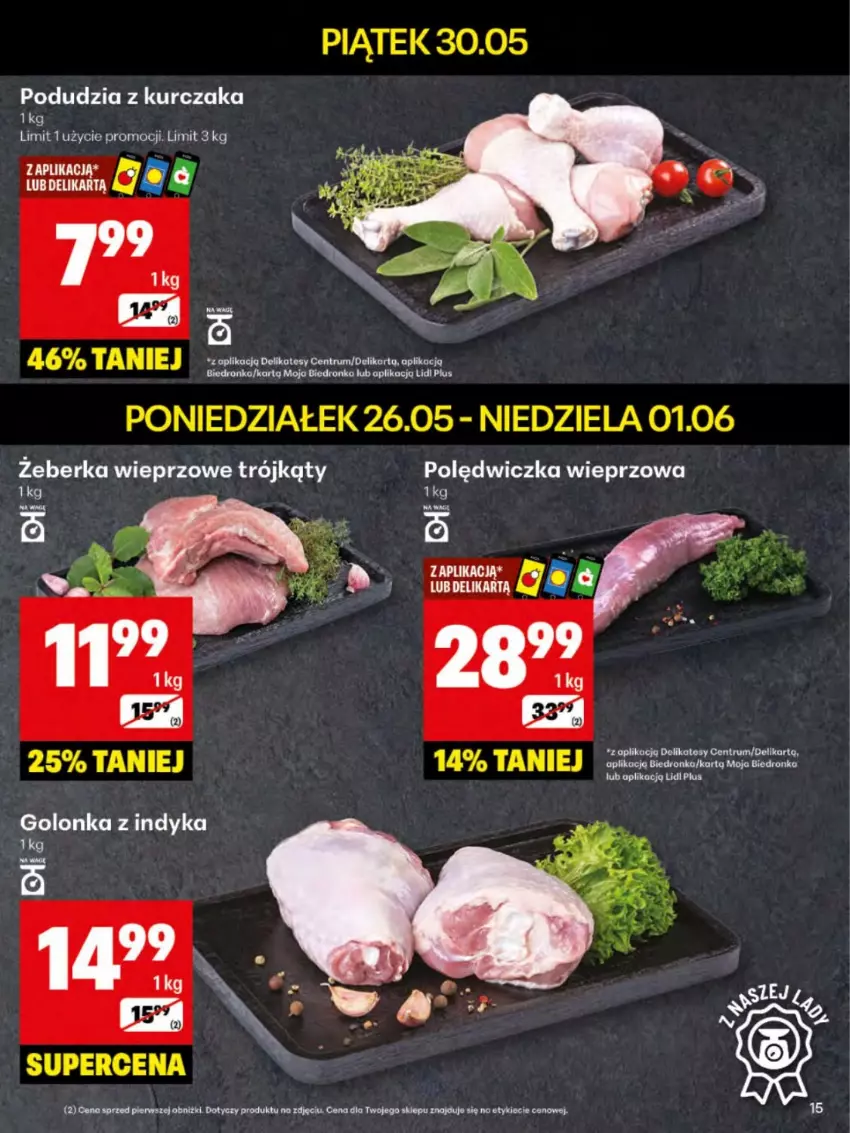 Gazetka promocyjna Delikatesy Centrum - Franczyza DC22 Poniedziałek - ważna 26.05 do 01.06.2025 - strona 15 - produkty: Dron, Golonka z indyka, Kurczak, Polędwiczka wieprzowa