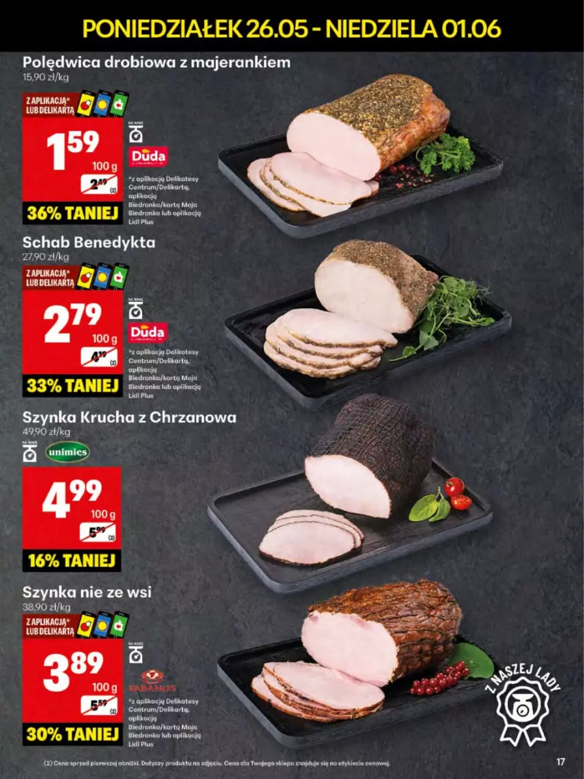 Gazetka promocyjna Delikatesy Centrum - Franczyza DC22 Poniedziałek - ważna 26.05 do 01.06.2025 - strona 17 - produkty: Chrzan, Dron, Lody, Polędwica, Rum, Schab Benedykta, Szynka