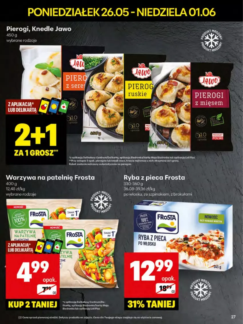 Gazetka promocyjna Delikatesy Centrum - Franczyza DC22 Poniedziałek - ważna 26.05 do 01.06.2025 - strona 27 - produkty: Dron, Frosta, Knedle, Piec, Pierogi, Rum, Ryba, Ser, Szpinak, Warzywa