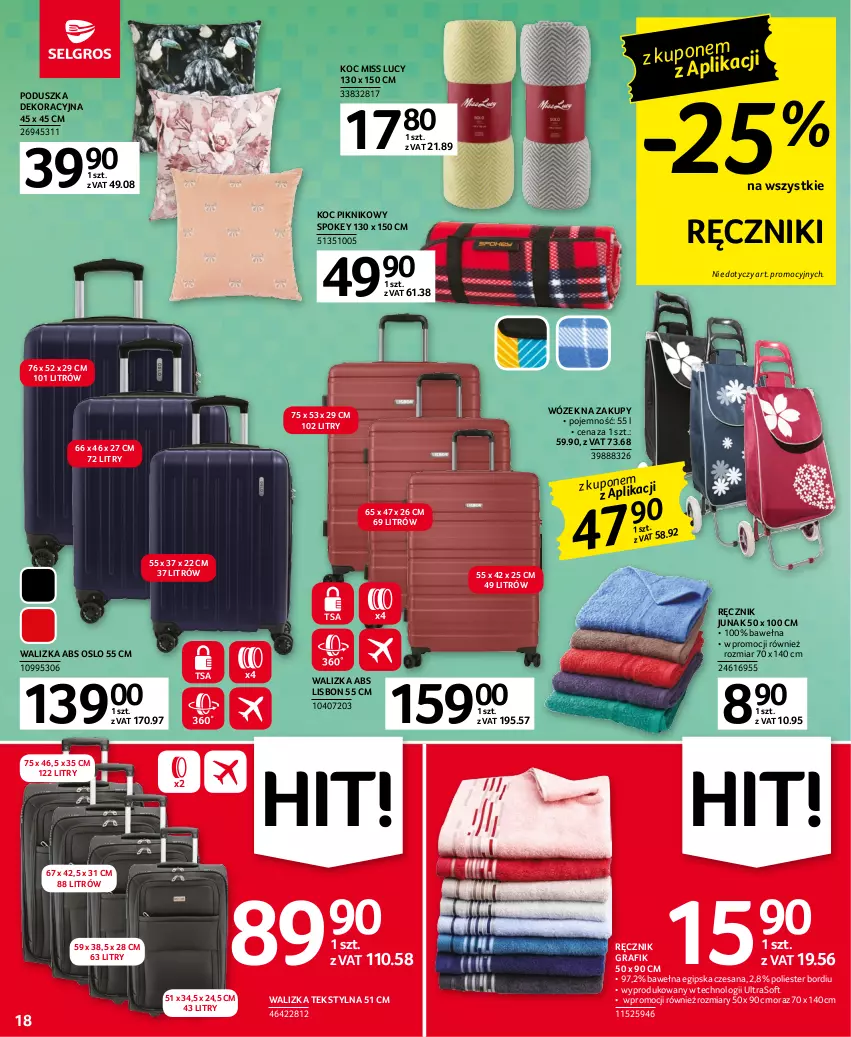 Gazetka promocyjna Selgros - Oferta przemysłowa - ważna 04.05 do 17.05.2023 - strona 18 - produkty: Gra, Koc, Poduszka, Poduszka dekoracyjna, Ręcznik, Walizka, Wełna, Wózek, Wózek na zakupy