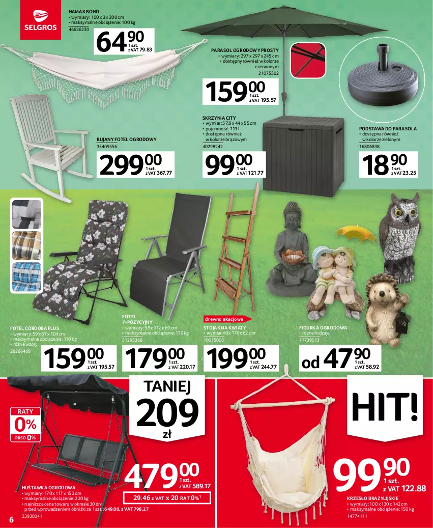 Gazetka promocyjna Selgros - Oferta przemysłowa - ważna 04.05 do 17.05.2023 - strona 6 - produkty: Fotel, Hama, Huśtawka, Krzesło, Parasol, Stojak