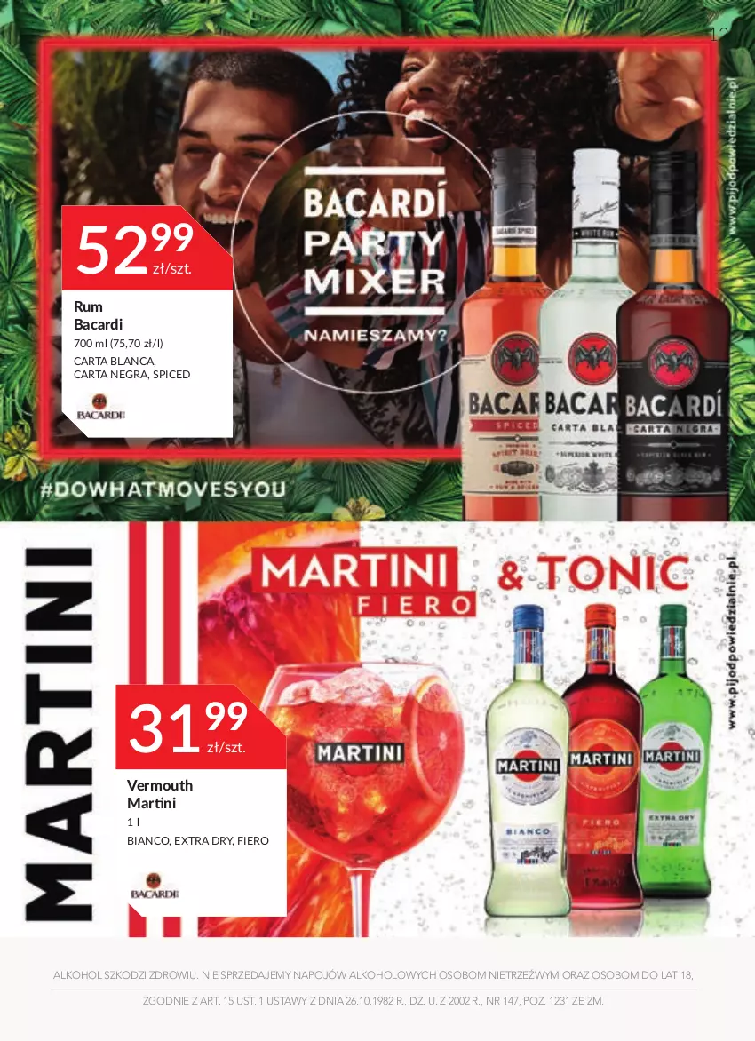 Gazetka promocyjna Stokrotka - Oferta alkoholowa - ważna 31.03 do 27.04.2022 - strona 12 - produkty: Bacardi, Gra, Martini, Rum, Vermouth