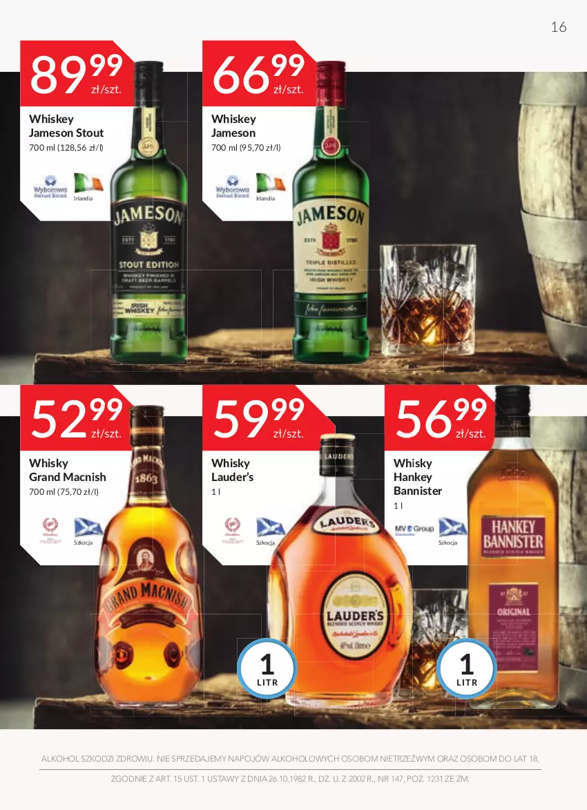 Gazetka promocyjna Stokrotka - Oferta alkoholowa - ważna 31.03 do 27.04.2022 - strona 16 - produkty: Gra, Jameson, Koc, Whiskey, Whisky