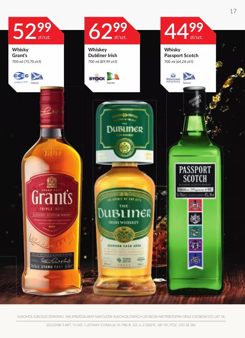 Gazetka promocyjna Stokrotka - Oferta alkoholowa - ważna 31.03 do 27.04.2022 - strona 17 - produkty: Gra, Koc, Passport Scotch, Por, Sport, Whiskey, Whisky