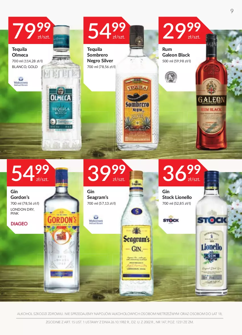 Gazetka promocyjna Stokrotka - Oferta alkoholowa - ważna 31.03 do 27.04.2022 - strona 9 - produkty: Gin, Gra, Lack, Leon, Lion, Rum, Stock, Tequila