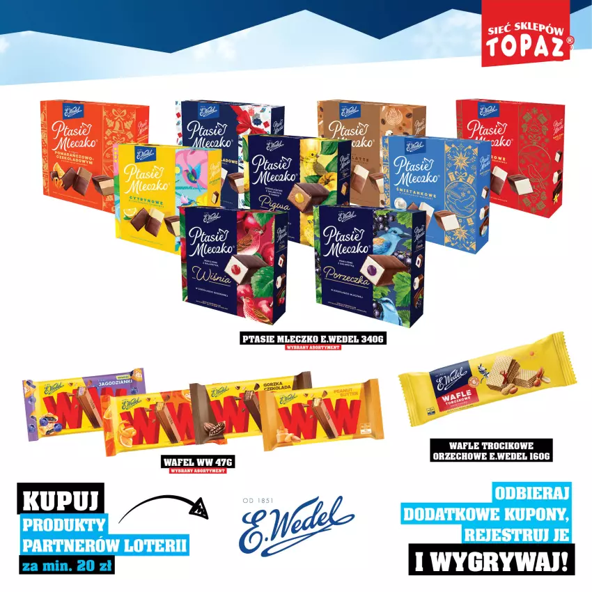 Gazetka promocyjna Topaz - Gazetka - ważna 01.12.2025 do 18.01.2026 - strona 51 - produkty: Czekolada, Gry, Mleczko, Ptasie mleczko, Ser, Wafle