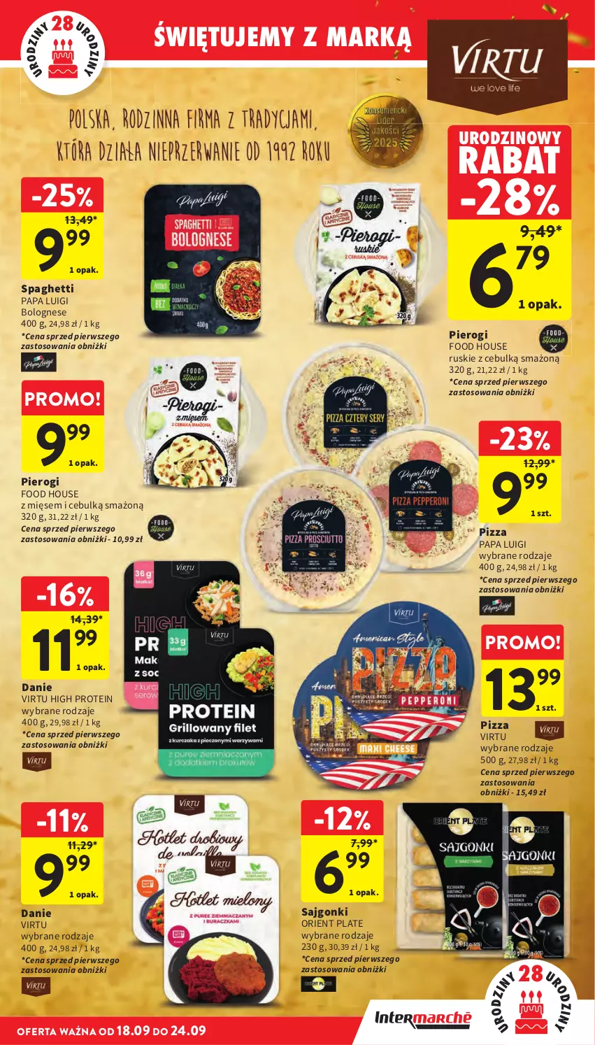 Gazetka promocyjna Intermarche - Gazetka Intermarche - ważna 18.09 do 24.09.2025 - strona 13 - produkty: Pierogi, Pizza, Sajgonki, Spaghetti, Virtu