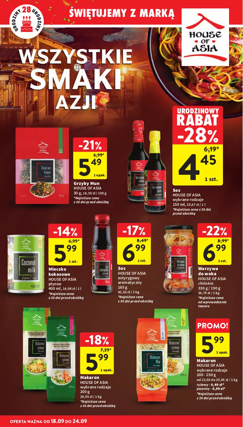 Gazetka promocyjna Intermarche - Gazetka Intermarche - ważna 18.09 do 24.09.2025 - strona 14 - produkty: Grzyby, Grzyby mun, House of Asia, Kokos, Makaron, Mleczko, Ryż, Sos, Warzywa, Warzywa do woka