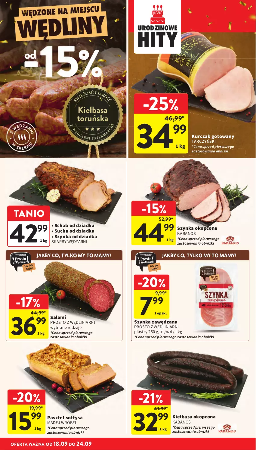 Gazetka promocyjna Intermarche - Gazetka Intermarche - ważna 18.09 do 24.09.2025 - strona 24 - produkty: Kabanos, Kiełbasa, Kurczak, Kurczak gotowany, Madej Wróbel, Pasztet, Salami, Szynka, Tarczyński