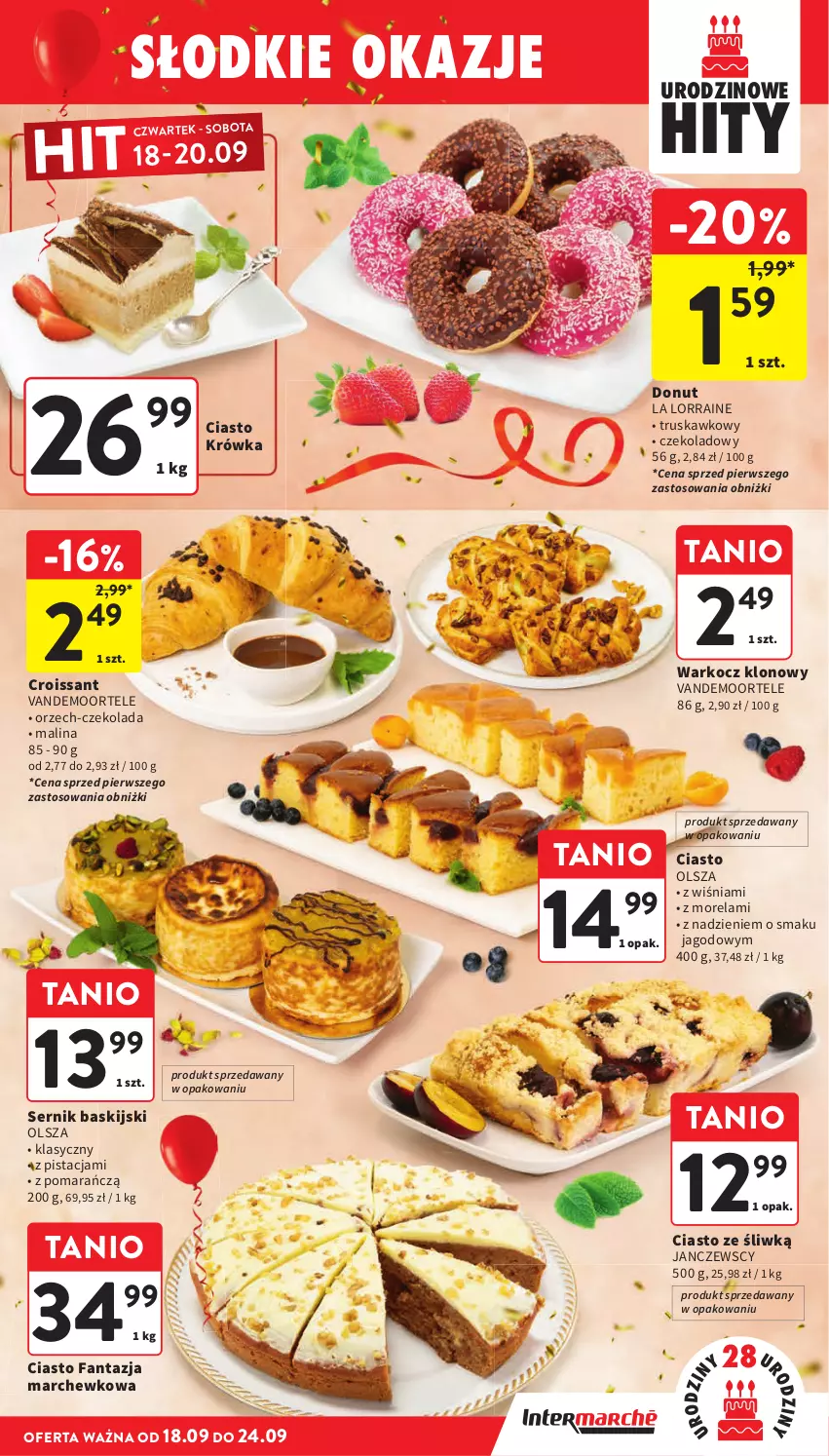 Gazetka promocyjna Intermarche - Gazetka Intermarche - ważna 18.09 do 24.09.2025 - strona 31 - produkty: Croissant, Czekolada, Donut, Fa, Fanta, Koc, Morela, Ser