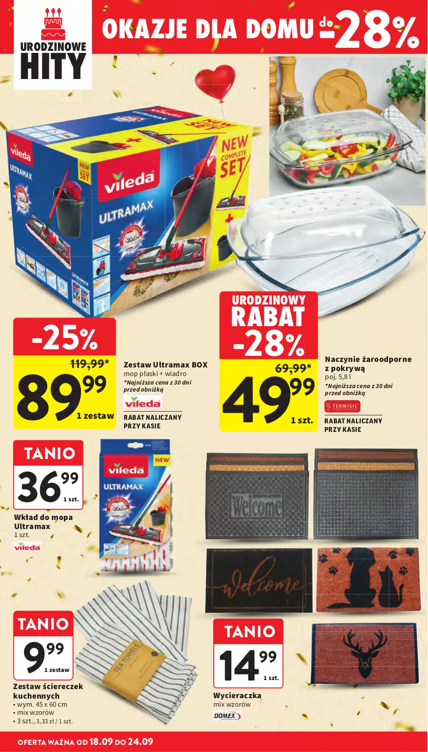 Gazetka promocyjna Intermarche - Gazetka Intermarche - ważna 18.09 do 24.09.2025 - strona 44 - produkty: Mop, Naczynie żaroodporne, Por, Rama, Wiadro, Wkład do mopa, Wycieraczka