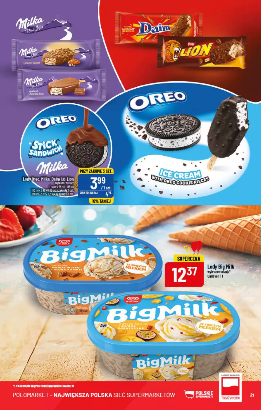 Gazetka promocyjna PoloMarket - Gazetka pomocyjna - ważna 29.06 do 05.07.2022 - strona 21 - produkty: Big Milk, Lody, Tera