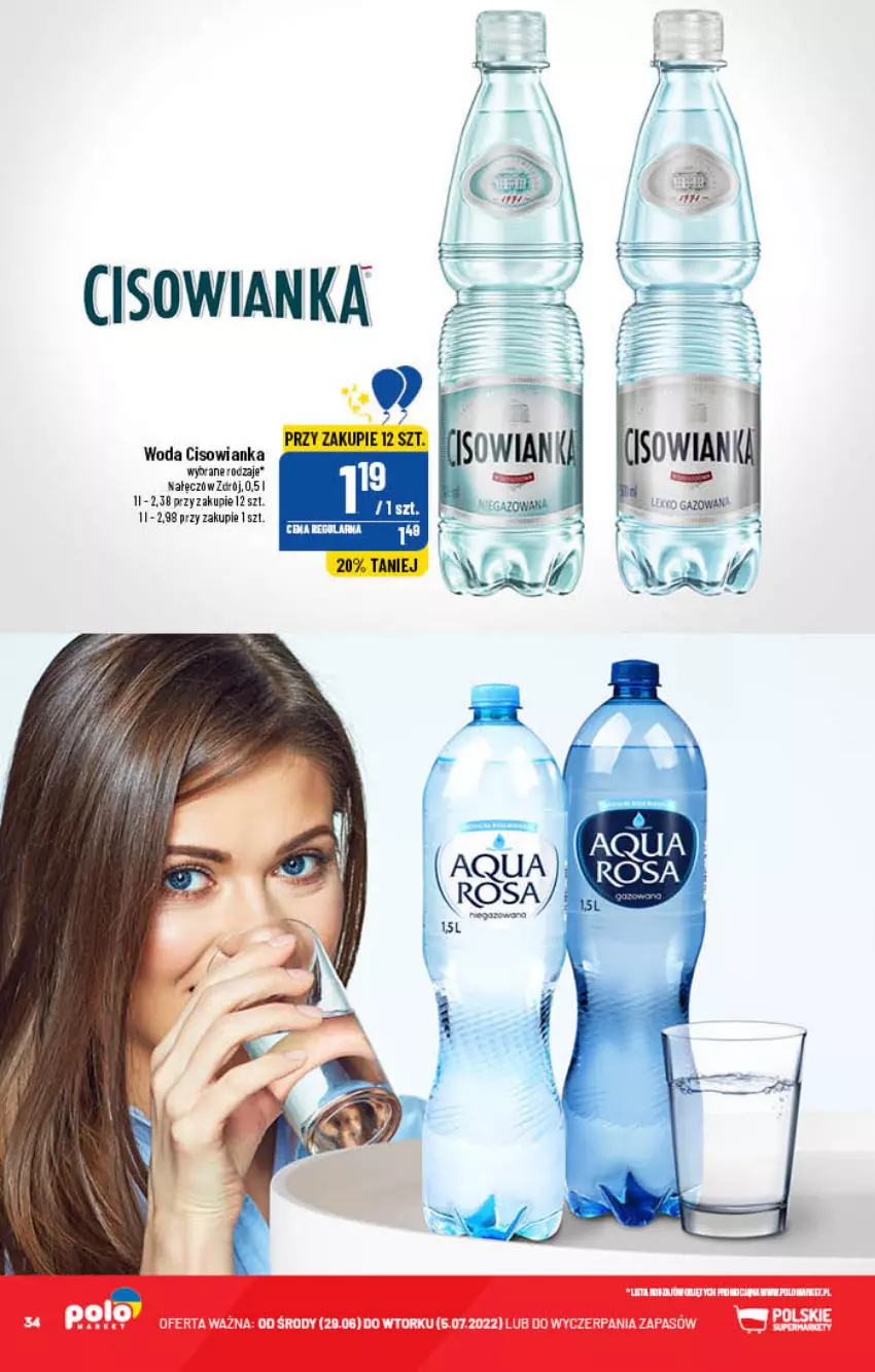 Gazetka promocyjna PoloMarket - Gazetka pomocyjna - ważna 29.06 do 05.07.2022 - strona 34 - produkty: Cisowianka, Woda