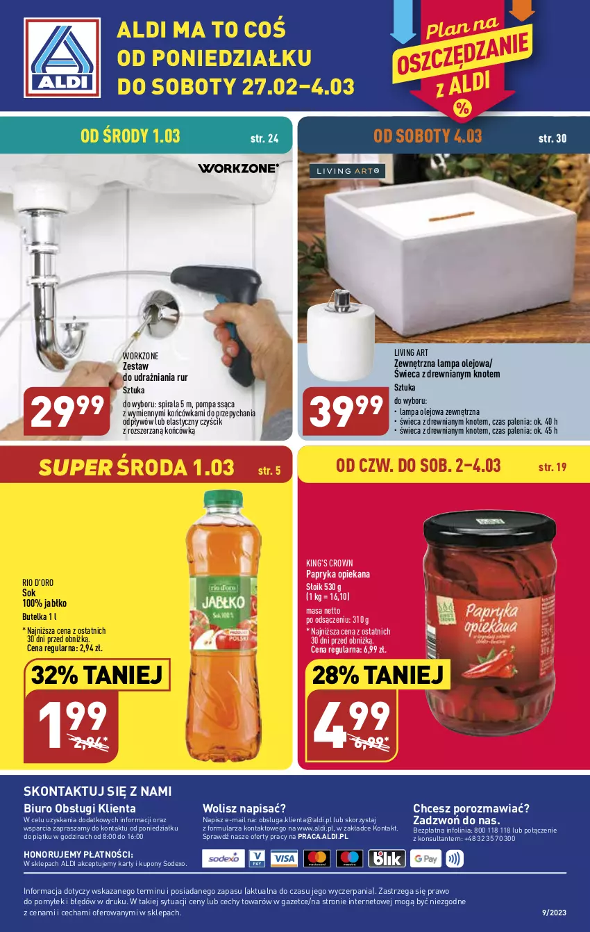 Gazetka promocyjna Aldi - COŚ na przyszły tydzień - ważna 01.03 do 04.03.2023 - strona 14 - produkty: Biuro, Lampa, O nas, Olej, Papryka, Por, Sok