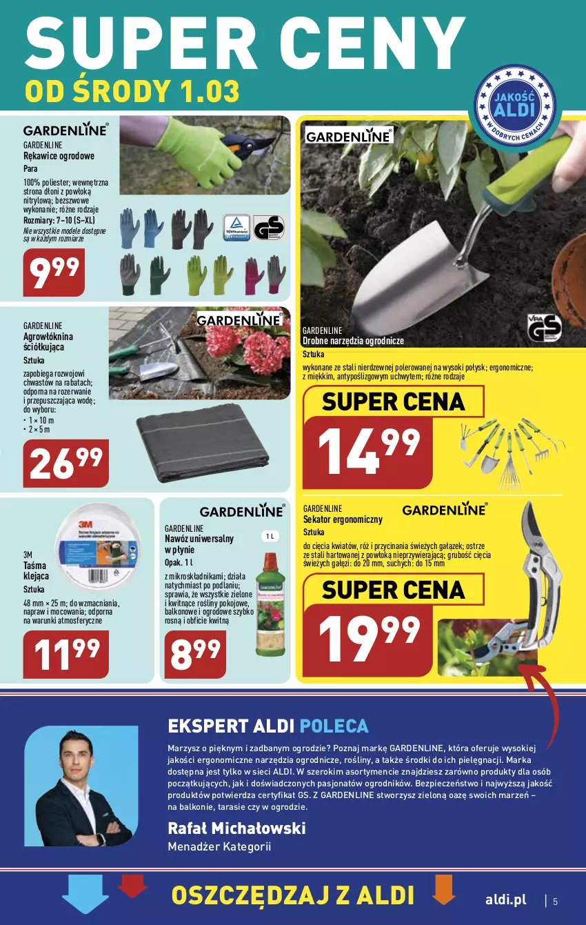 Gazetka promocyjna Aldi - COŚ na przyszły tydzień - ważna 01.03 do 04.03.2023 - strona 5 - produkty: Fa, Klej, Nawóz, Piec, Por, Rękawice, Sekator, Sok