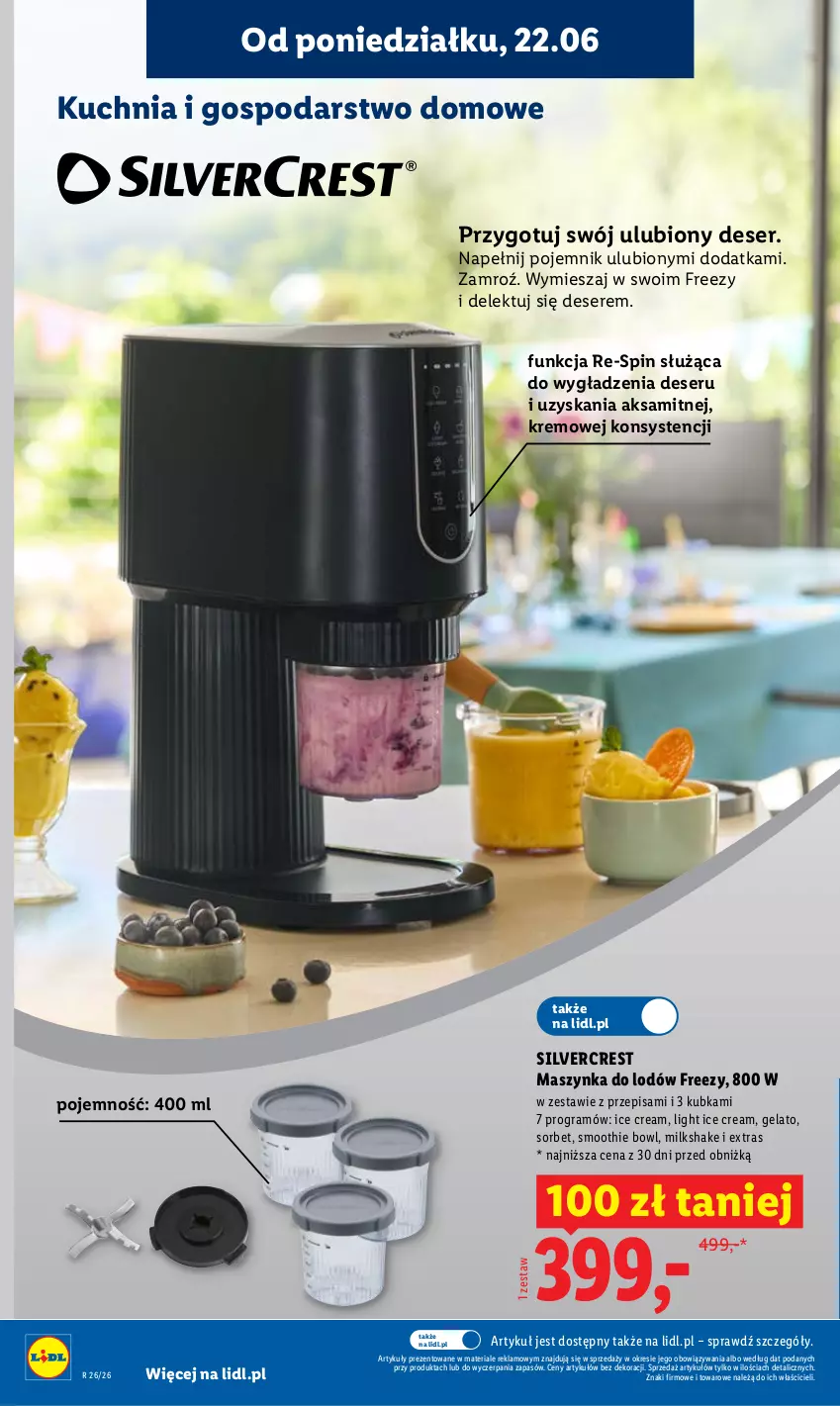Gazetka promocyjna Lidl - Gazetka ważna od 22.06 do 24.06 - ważna 22.06 do 24.06.2026 - strona 30 - produkty: Aksam, Deser, Gra, Kuchnia, Maszynka, Pojemnik, Ser, Silvercrest, Smoothie, Szynka