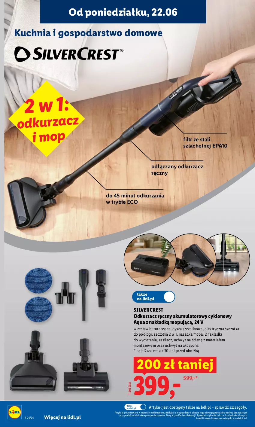 Gazetka promocyjna Lidl - Gazetka ważna od 22.06 do 24.06 - ważna 22.06 do 24.06.2026 - strona 32 - produkty: Akumulator, Kuchnia, Mop, Odkurzacz, Rura, Silvercrest, Szczotka