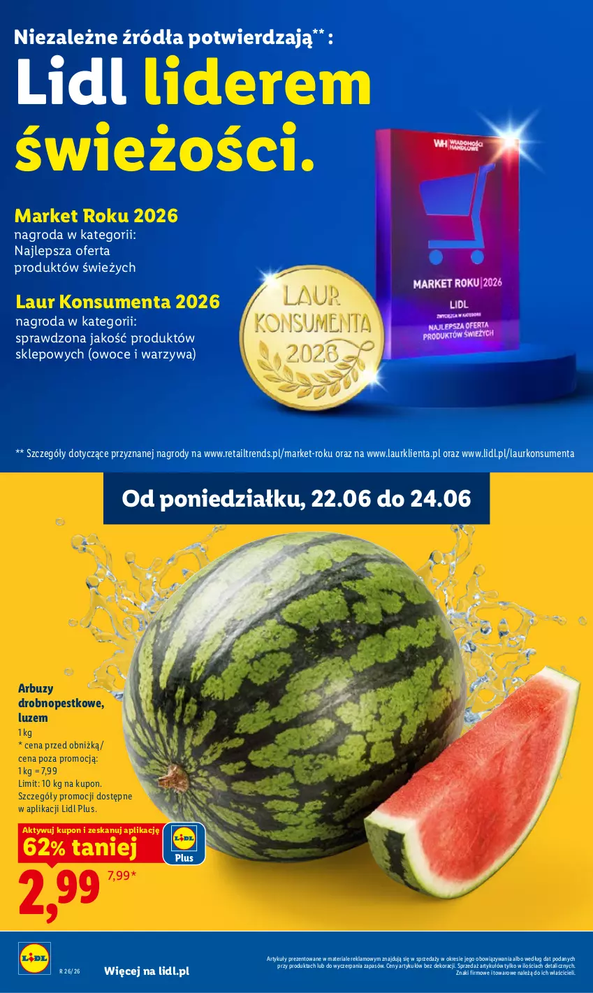 Gazetka promocyjna Lidl - Gazetka ważna od 22.06 do 24.06 - ważna 22.06 do 24.06.2026 - strona 34 - produkty: Arbuz, Laur, Owoce, Warzywa