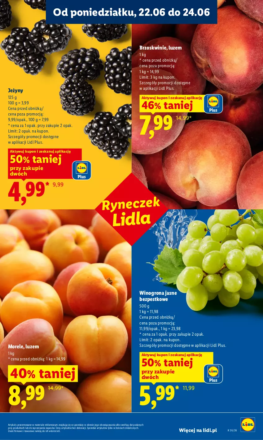 Gazetka promocyjna Lidl - Gazetka ważna od 22.06 do 24.06 - ważna 22.06 do 24.06.2026 - strona 35 - produkty: Brzoskwinie, Jeżyny, Wino, Winogrona