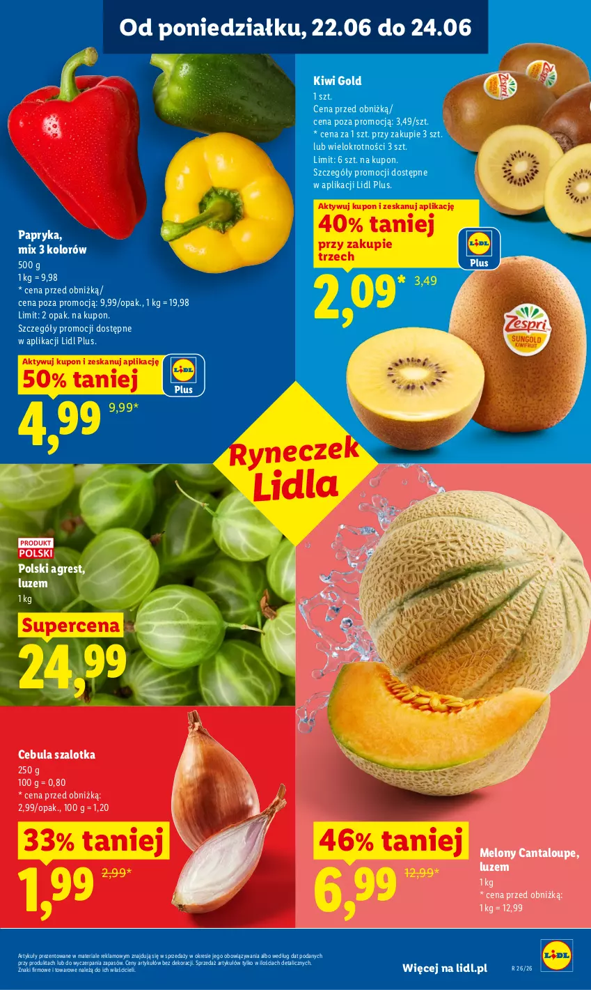 Gazetka promocyjna Lidl - Gazetka ważna od 22.06 do 24.06 - ważna 22.06 do 24.06.2026 - strona 39 - produkty: Cebula, Cebula szalotka, Gres, Kiwi, Melon, Papryka, Szal