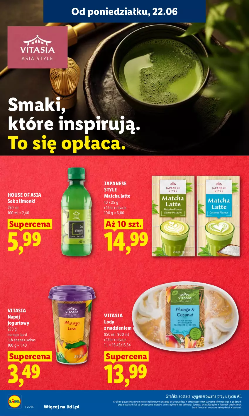 Gazetka promocyjna Lidl - Gazetka ważna od 22.06 do 24.06 - ważna 22.06 do 24.06.2026 - strona 46 - produkty: Ananas, Gra, Grafika, House of Asia, Jogurt, Kokos, Lody, Mango, Napój, Napój jogurtowy, Sok