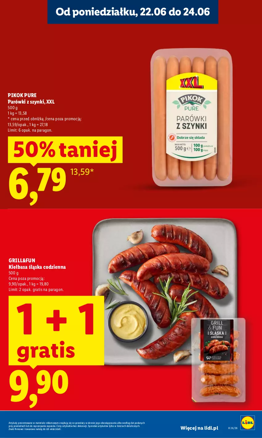 Gazetka promocyjna Lidl - Gazetka ważna od 22.06 do 24.06 - ważna 22.06 do 24.06.2026 - strona 5 - produkty: Gra, Grill, Kiełbasa, Kiełbasa śląska, Parówki, Parówki z szynki, PIKOK, Pur