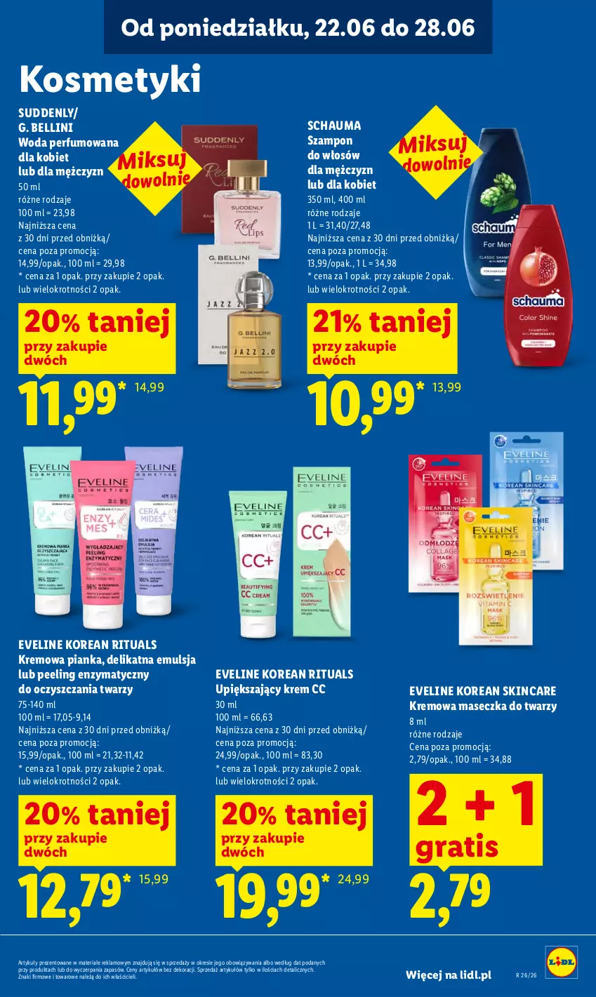 Gazetka promocyjna Lidl - Gazetka ważna od 22.06 do 24.06 - ważna 22.06 do 24.06.2026 - strona 93 - produkty: Bell, Emulsja, Eveline, Gra, Peeling, Perfum, Schauma, Szampon, Woda, Woda perfumowana