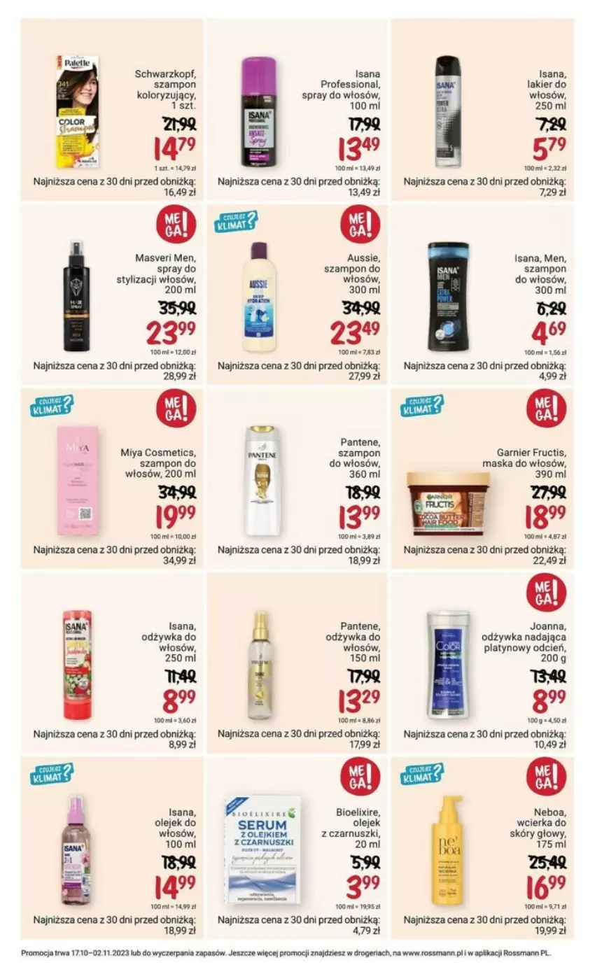 Gazetka promocyjna Rossmann - ważna 17.10 do 02.11.2023 - strona 16 - produkty: Cień, Fructis, Garnier, Isana, Joanna, Lakier, Lakier do włosów, Maska, Maska do włosów, Miya Cosmetics, Odżywka, Olej, Pantene, Rum, Ser, Serum, Szampon, Tera