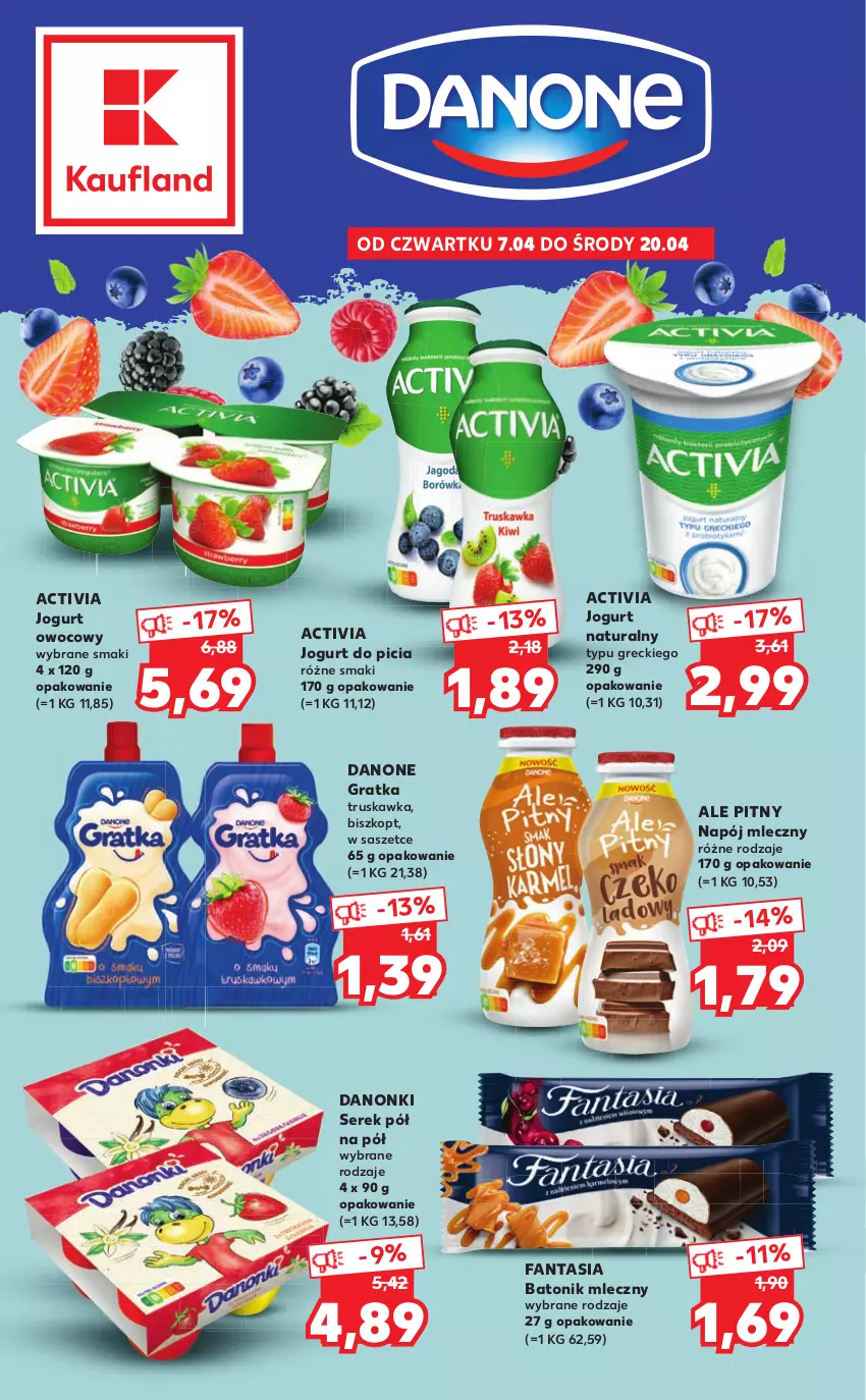 Gazetka promocyjna Kaufland - Oferta specjalna - ważna 07.04 do 20.04.2022 - strona 1 - produkty: Activia, Baton, Danone, Danonki, Fa, Fanta, Gra, Jogurt, Jogurt naturalny, Jogurt owocowy, Napój, Napój mleczny, Ser, Serek, Tonik